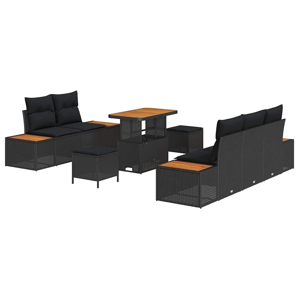8721288429780_wbg-an-m_en_hd_4 vidaXL Garden Sofa Set with Cushion 8 pcs Black Poly rattan - Image 2