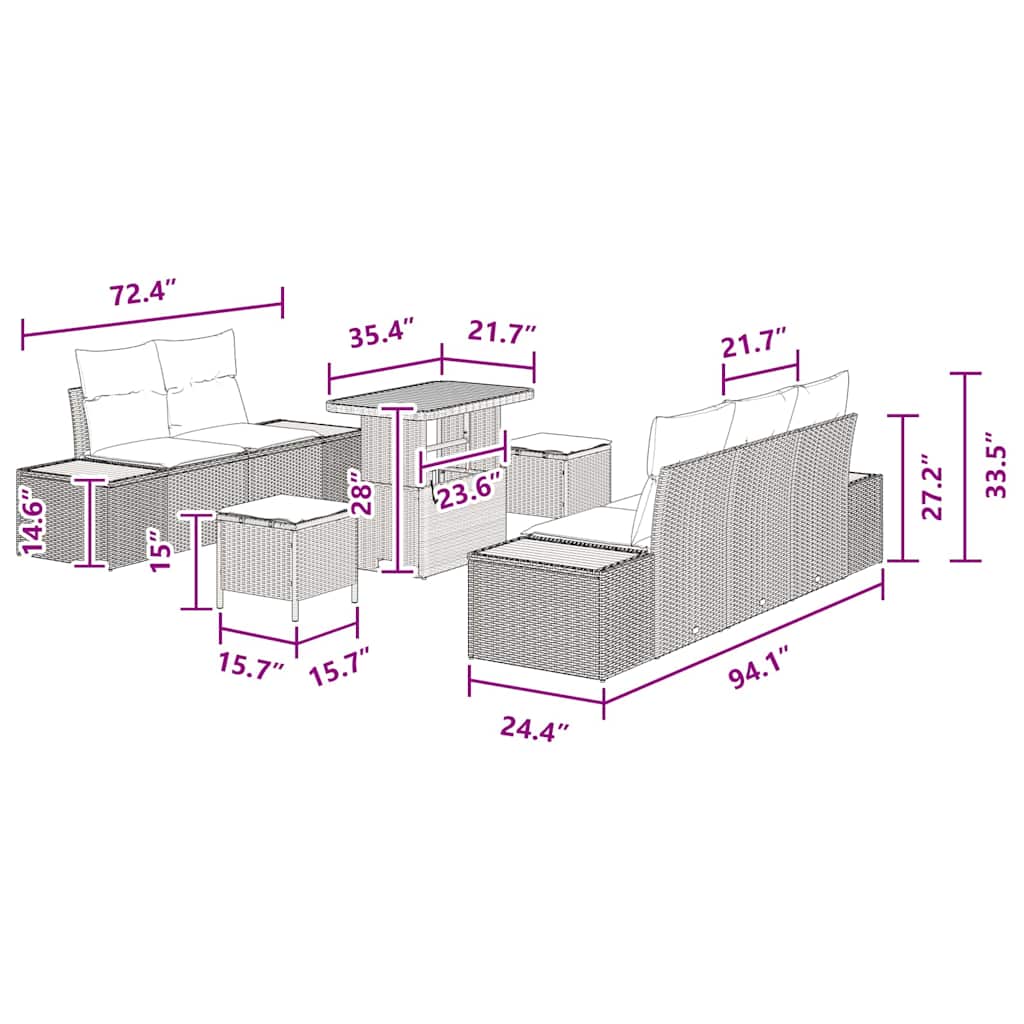 8721288429780_wbg-siz_en_hd_4 vidaXL Garden Sofa Set with Cushion 8 pcs Black Poly rattan - Image 12