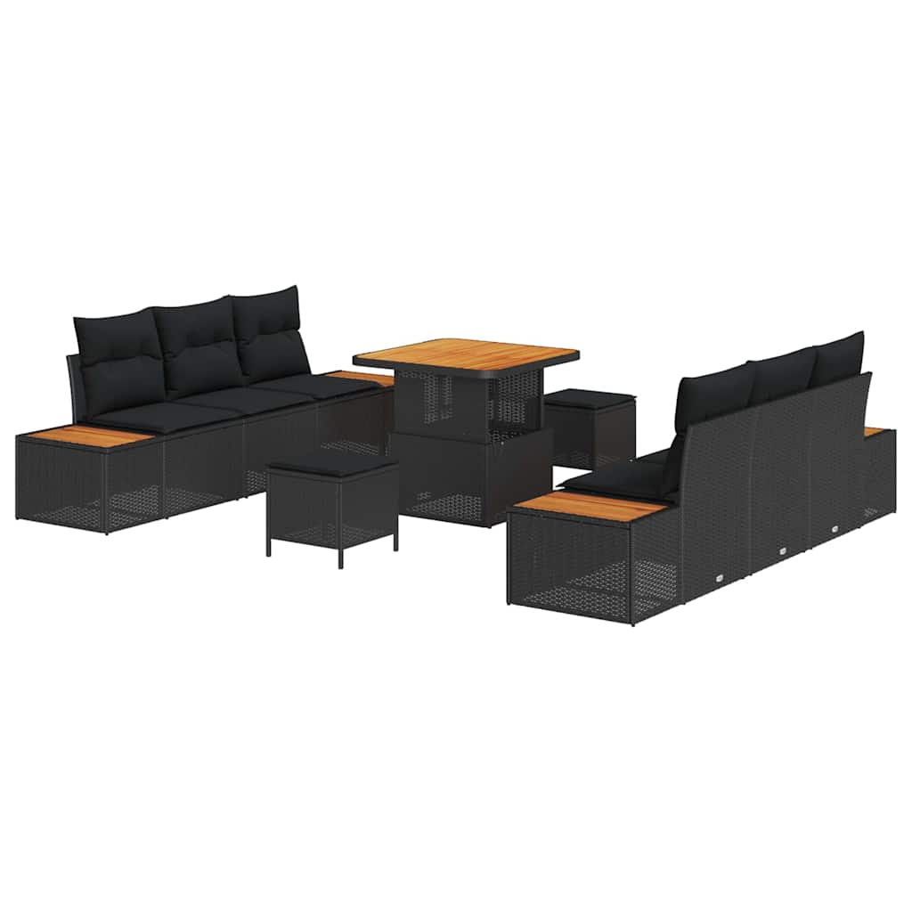 8721288429834_wbg-an-m_en_hd_4 vidaXL Garden Sofa Set with Cushion 9 pcs Black Poly rattan - Image 2
