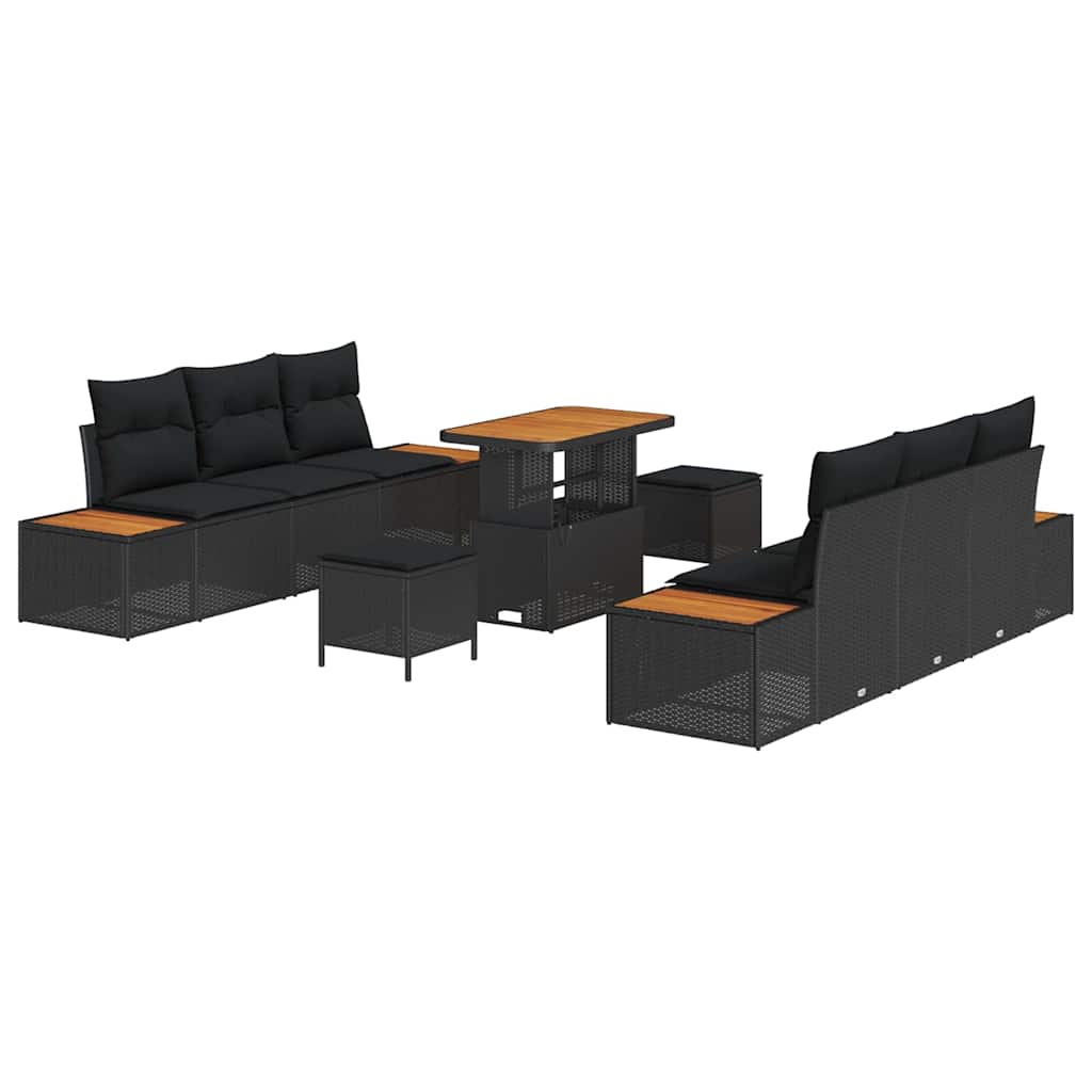 8721288429889_wbg-an-m_en_hd_4 vidaXL Garden Sofa Set with Cushion 9 pcs Black Poly rattan - Image 2