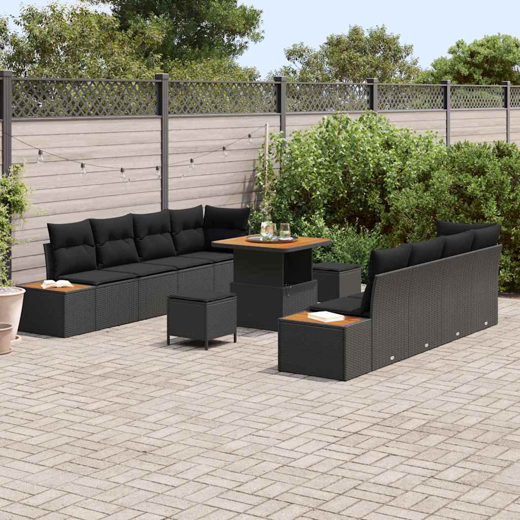 8721288430038_mo-im_en_hd_2 vidaXL Garden Sofa Set with Cushion 11 pcs Black Poly rattan - Image 3