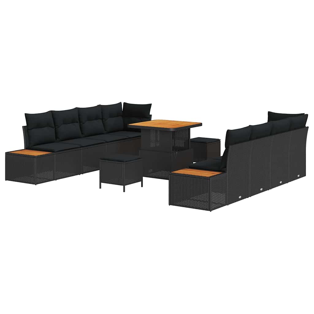 8721288430038_wbg-an-m_en_hd_5 vidaXL Garden Sofa Set with Cushion 11 pcs Black Poly rattan - Image 2