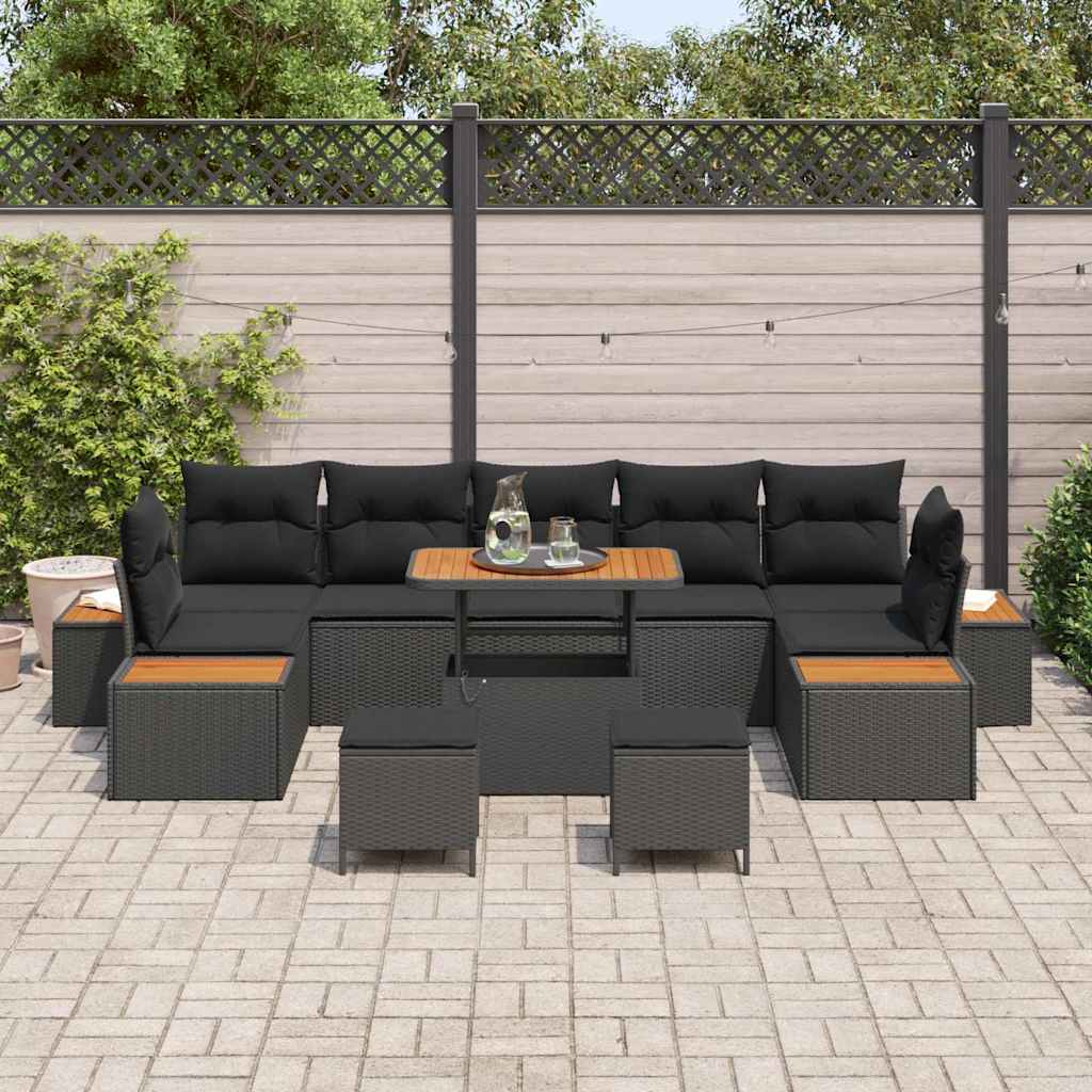 8721288430182_mo-im_en_hd_2 vidaXL Garden Sofa Set with Cushion 10 pcs Black Poly rattan - Image 3