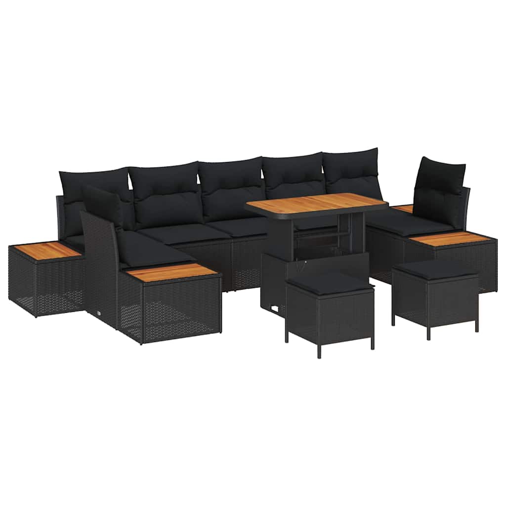 8721288430182_wbg-an-m_en_hd_4 vidaXL Garden Sofa Set with Cushion 10 pcs Black Poly rattan - Image 2