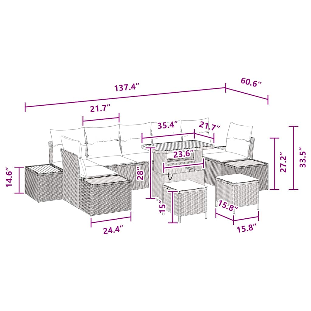 8721288430182_wbg-siz_en_hd_4 vidaXL Garden Sofa Set with Cushion 10 pcs Black Poly rattan - Image 12