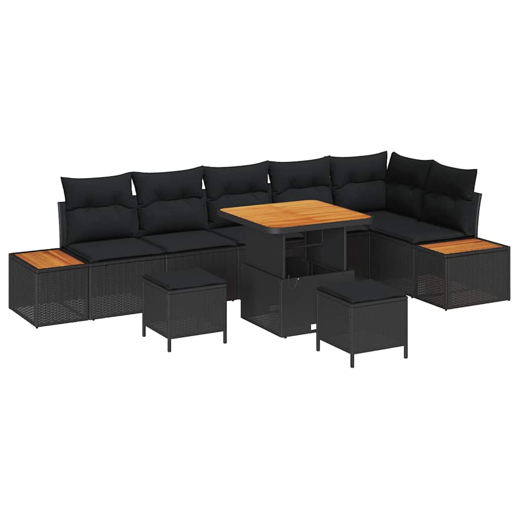 8721288430489_wbg-an-m_en_hd_5 vidaXL Garden Sofa Set with Cushion 9 pcs Black Poly rattan - Image 2