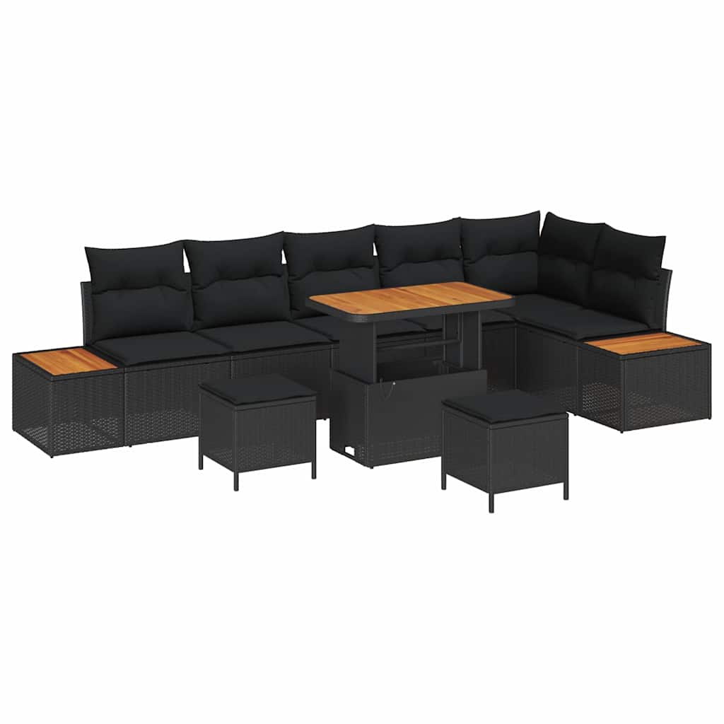 8721288430533_wbg-an-m_en_hd_5 vidaXL Garden Sofa Set with Cushion 9 pcs Black Poly rattan - Image 2