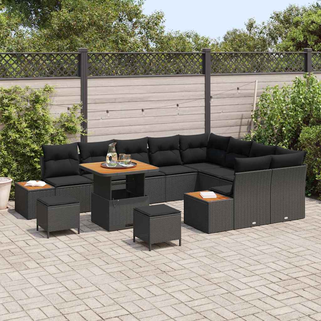 8721288430687_mo-im_en_hd_2 vidaXL Garden Sofa Set with Cushion 12 pcs Black Poly rattan - Image 3