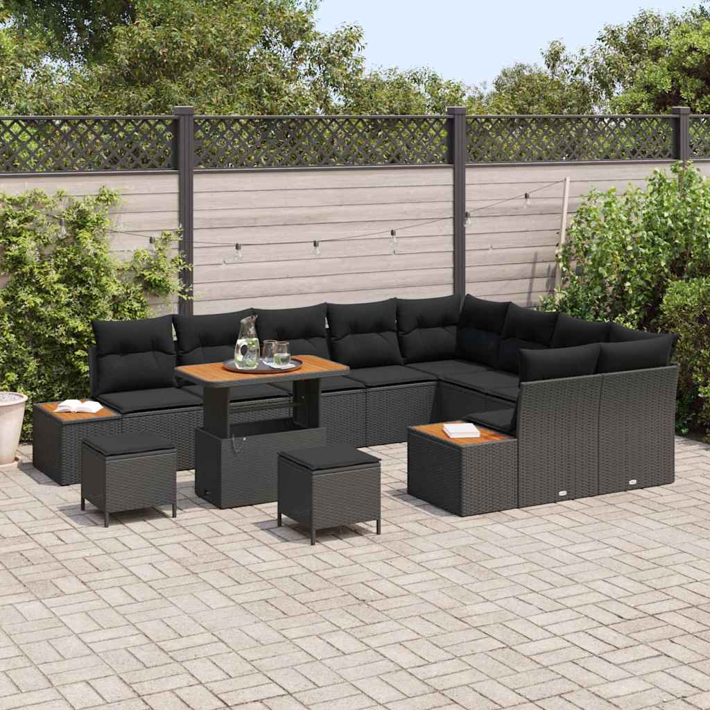 8721288430731_mo-im_en_hd_2 vidaXL Garden Sofa Set with Cushion 12 pcs Black Poly rattan - Image 3