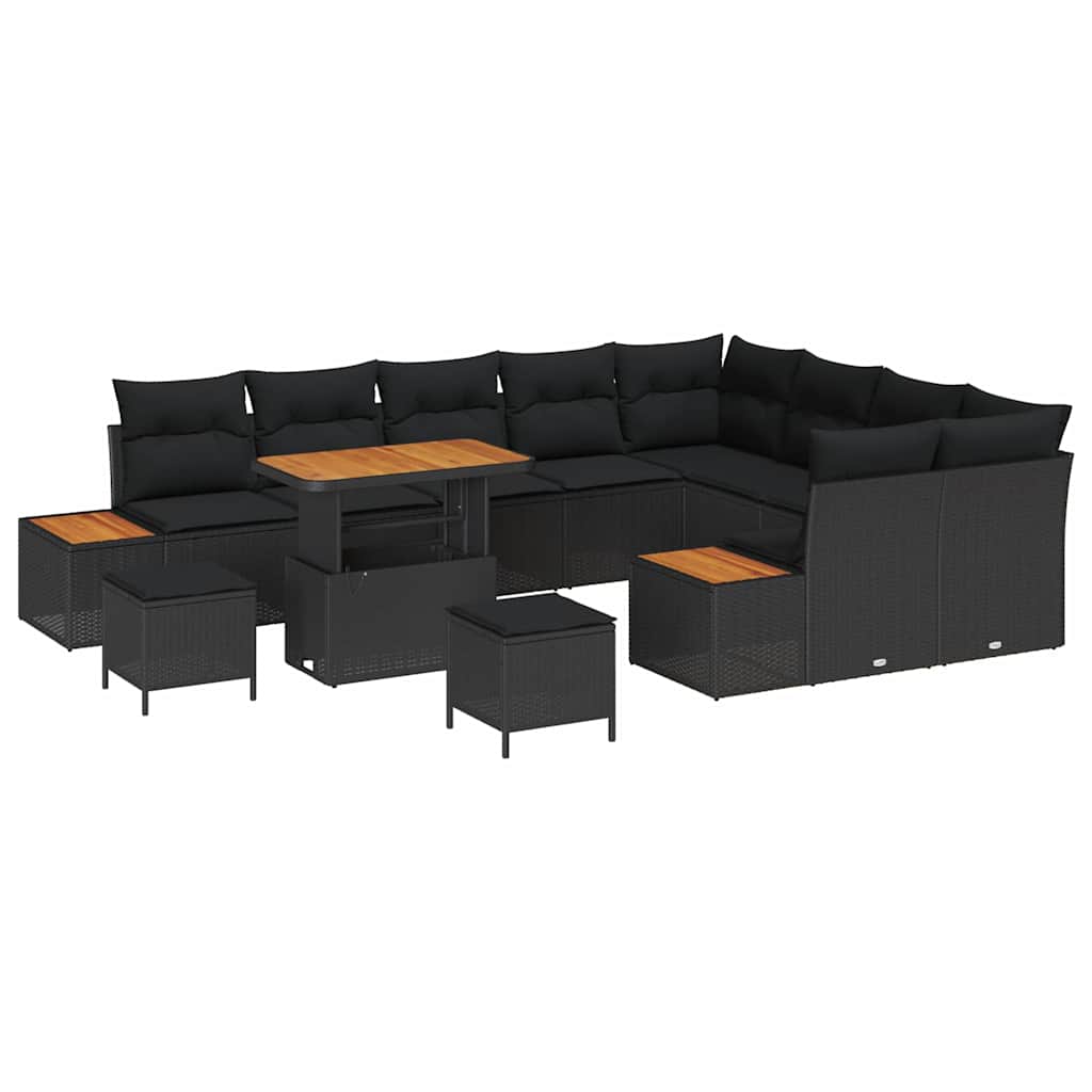8721288430731_wbg-an-m_en_hd_5 vidaXL Garden Sofa Set with Cushion 12 pcs Black Poly rattan - Image 2
