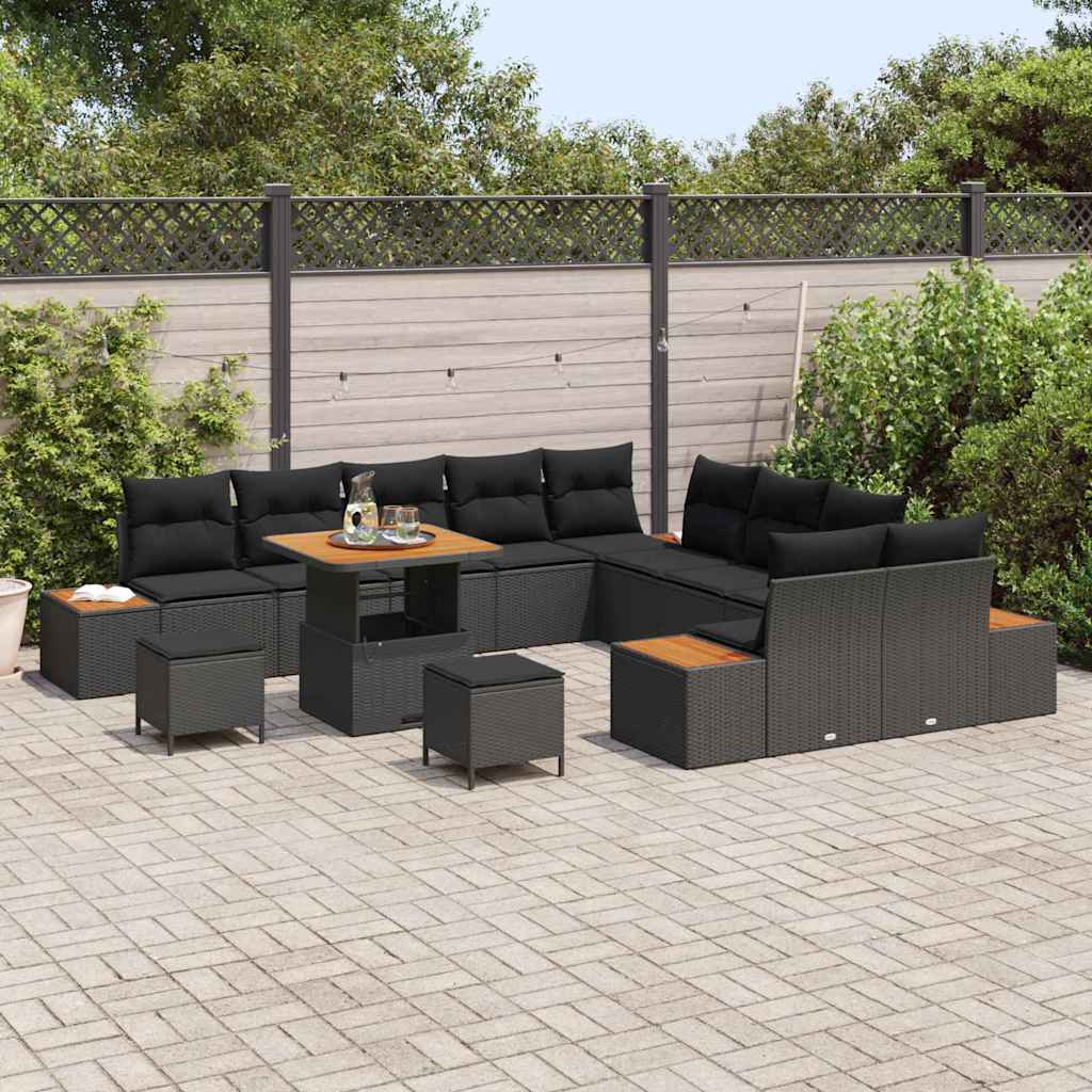 8721288430885_mo-im_en_hd_2 vidaXL Garden Sofa Set with Cushion 13 pcs Black Poly rattan - Image 3