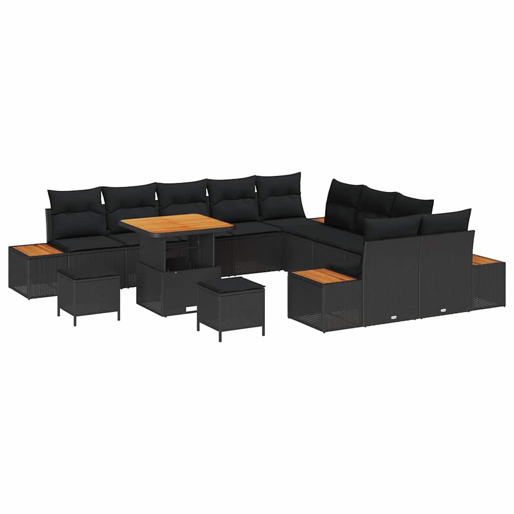 8721288430885_wbg-an-m_en_hd_4 vidaXL Garden Sofa Set with Cushion 13 pcs Black Poly rattan - Image 2