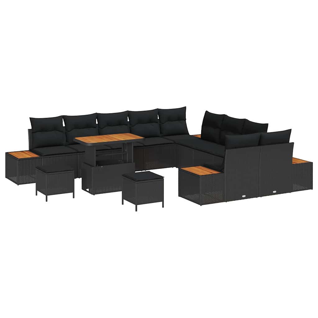8721288430939_wbg-an-m_en_hd_4 vidaXL Garden Sofa Set with Cushion 13 pcs Black Poly rattan - Image 2