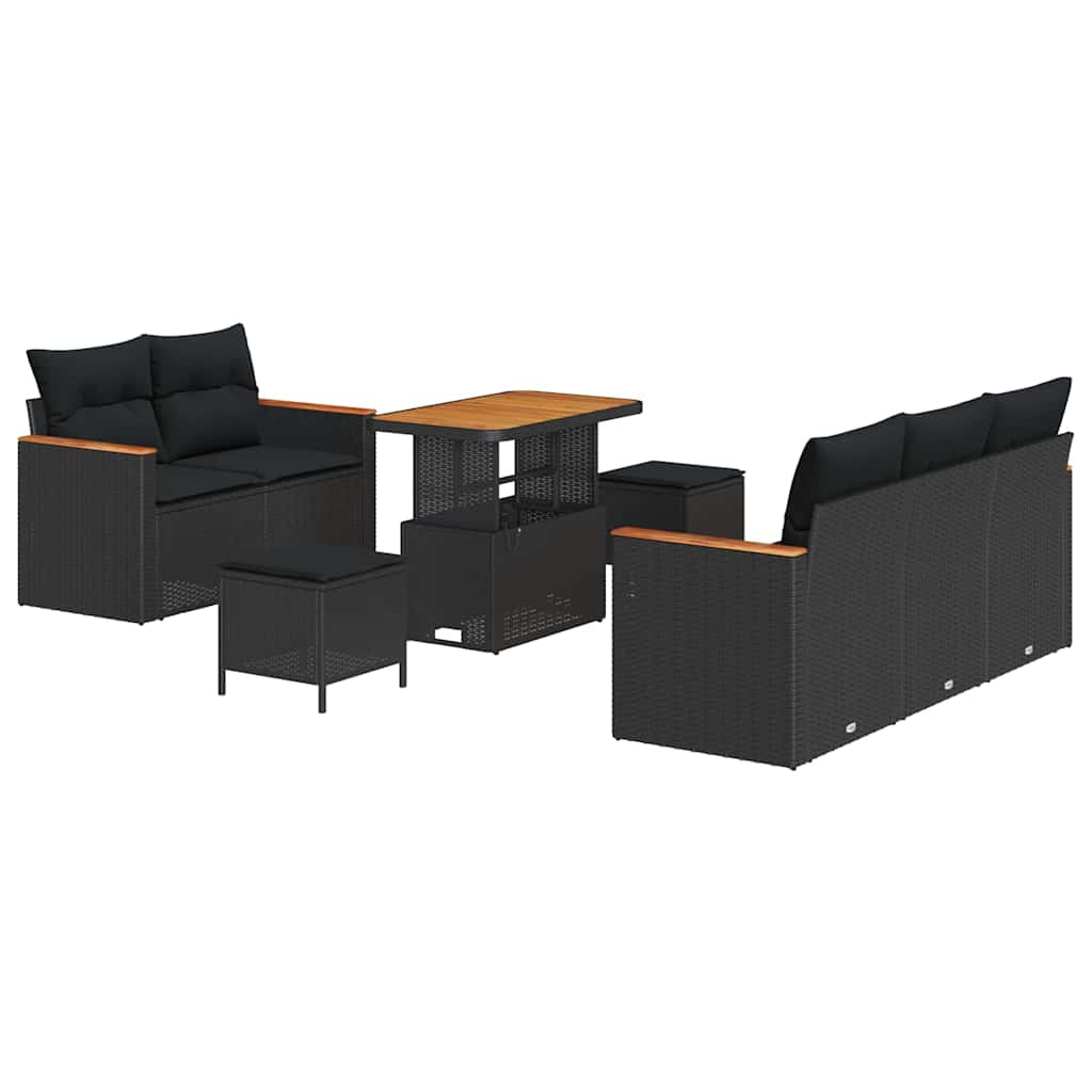 8721288431080_wbg-an-m_en_hd_4 vidaXL Garden Sofa Set with Cushion 8 pcs Black Poly rattan - Image 2