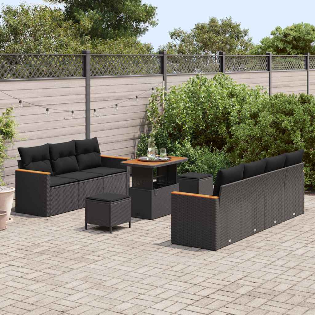 8721288431288_mo-im_en_hd_2 vidaXL Garden Sofa Set with Cushion 10 pcs Black Poly rattan - Image 3