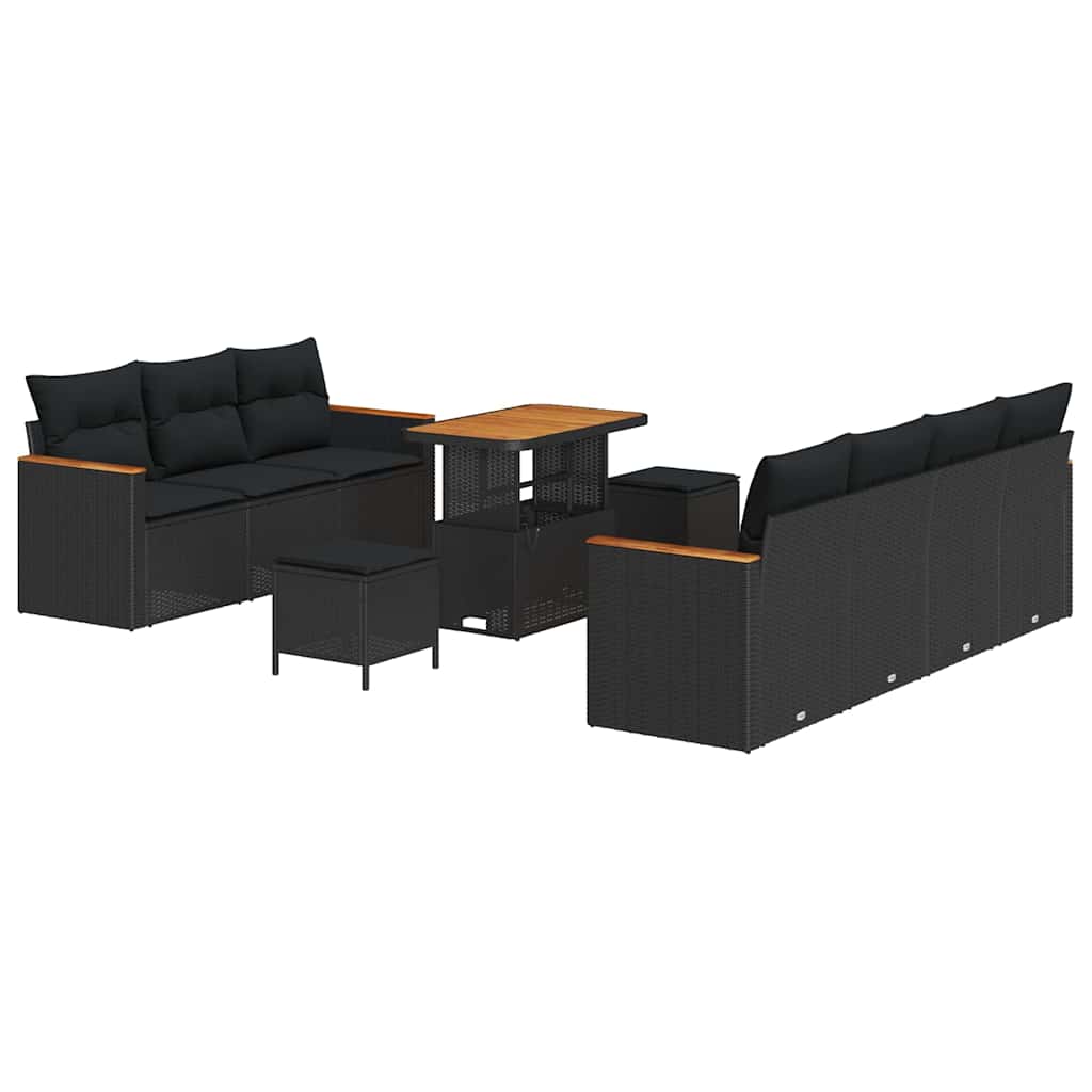 8721288431288_wbg-an-m_en_hd_4 vidaXL Garden Sofa Set with Cushion 10 pcs Black Poly rattan - Image 2