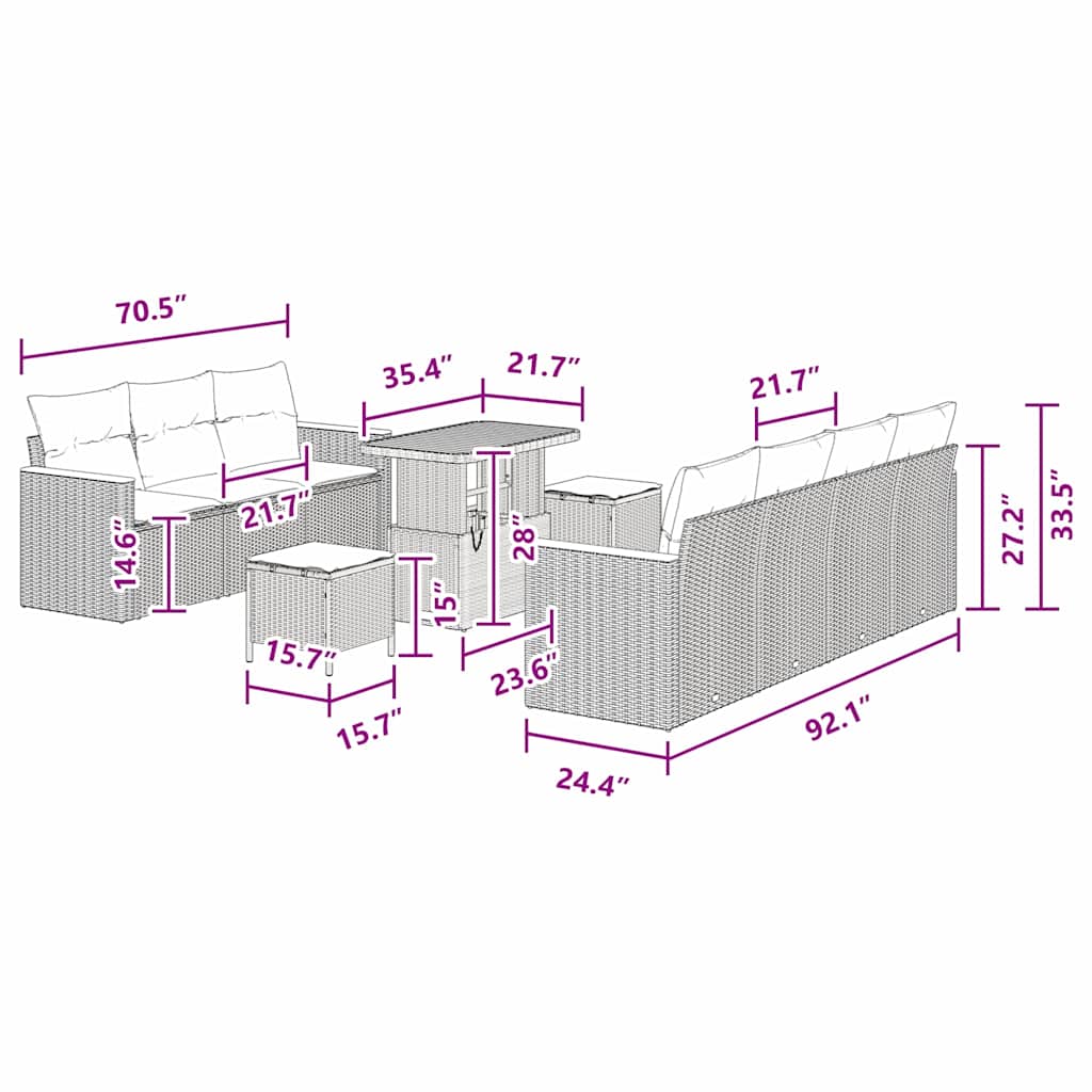 8721288431288_wbg-siz_en_hd_4 vidaXL Garden Sofa Set with Cushion 10 pcs Black Poly rattan - Image 12