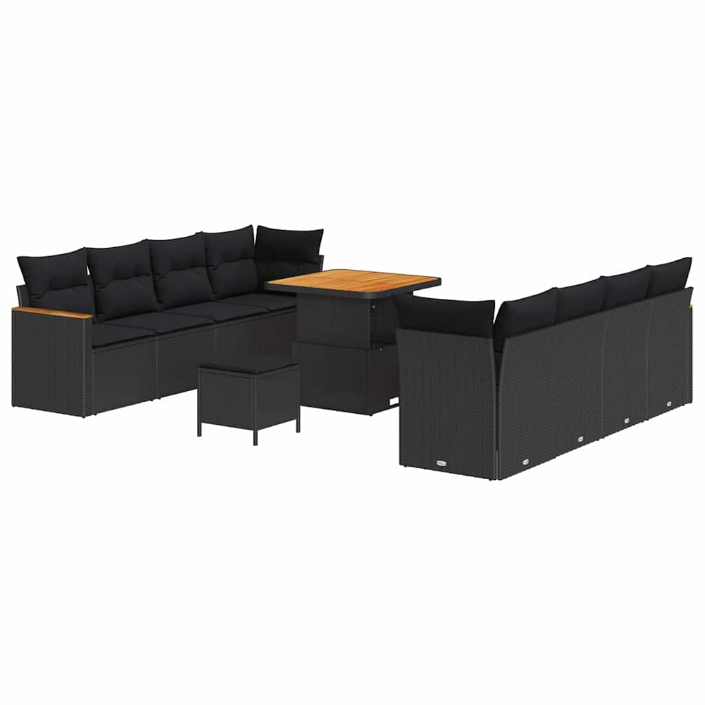 8721288431332_wbg-an-m_en_hd_5 vidaXL Garden Sofa Set with Cushion 11 pcs Black Poly rattan - Image 2