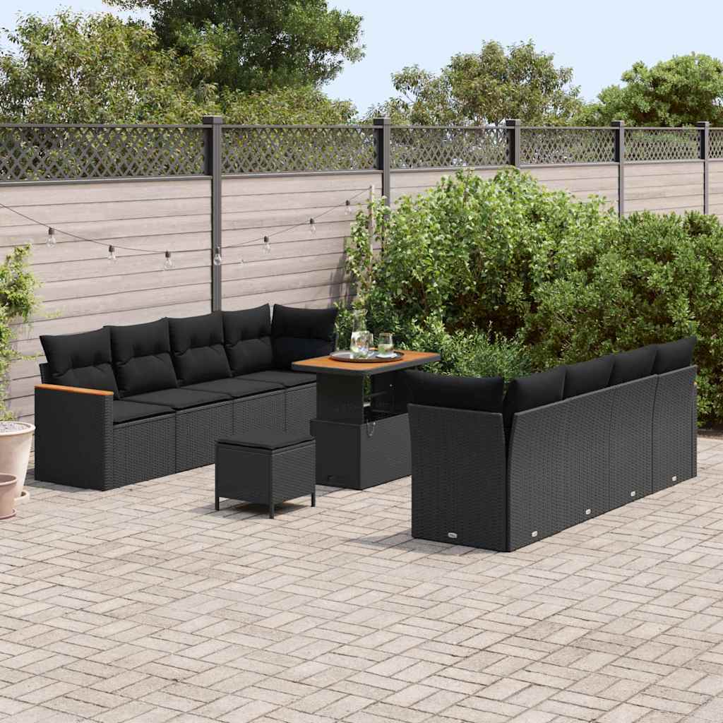 8721288431387_mo-im_en_hd_2 vidaXL Garden Sofa Set with Cushion 11 pcs Black Poly rattan - Image 3