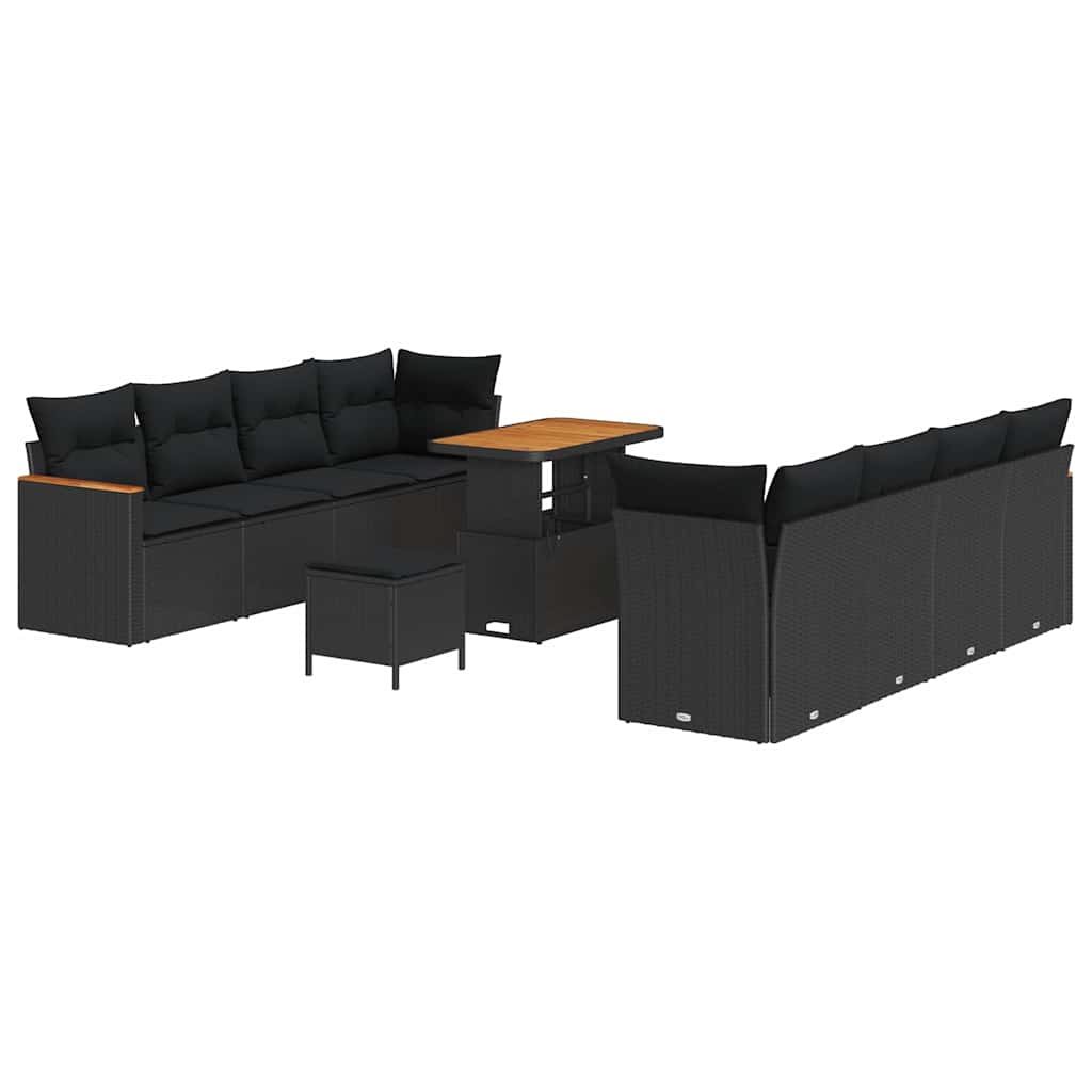 8721288431387_wbg-an-m_en_hd_5 vidaXL Garden Sofa Set with Cushion 11 pcs Black Poly rattan - Image 2