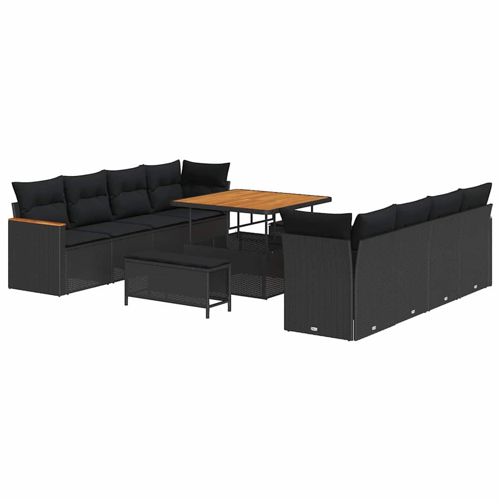 8721288431431_wbg-an-m_en_hd_5 vidaXL Garden Sofa Set with Cushion 11 pcs Black Poly rattan - Image 2