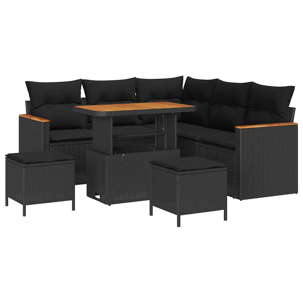8721288431639_wbg-an-m_en_hd_5 vidaXL Garden Sofa Set with Cushion 8 pcs Black Poly rattan - Image 2