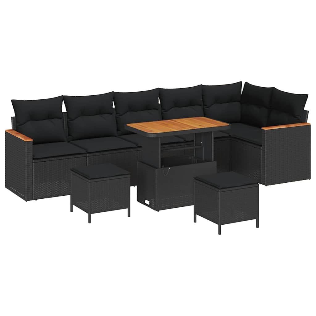 8721288431837_wbg-an-m_en_hd_5 vidaXL Garden Sofa Set with Cushion 9 pcs Black Poly rattan - Image 2