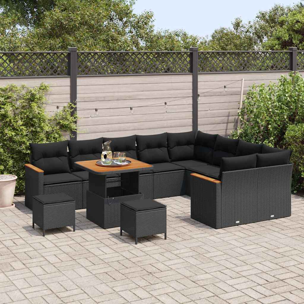 8721288431981_mo-im_en_hd_2 vidaXL Garden Sofa Set with Cushion 12 pcs Black Poly rattan - Image 3