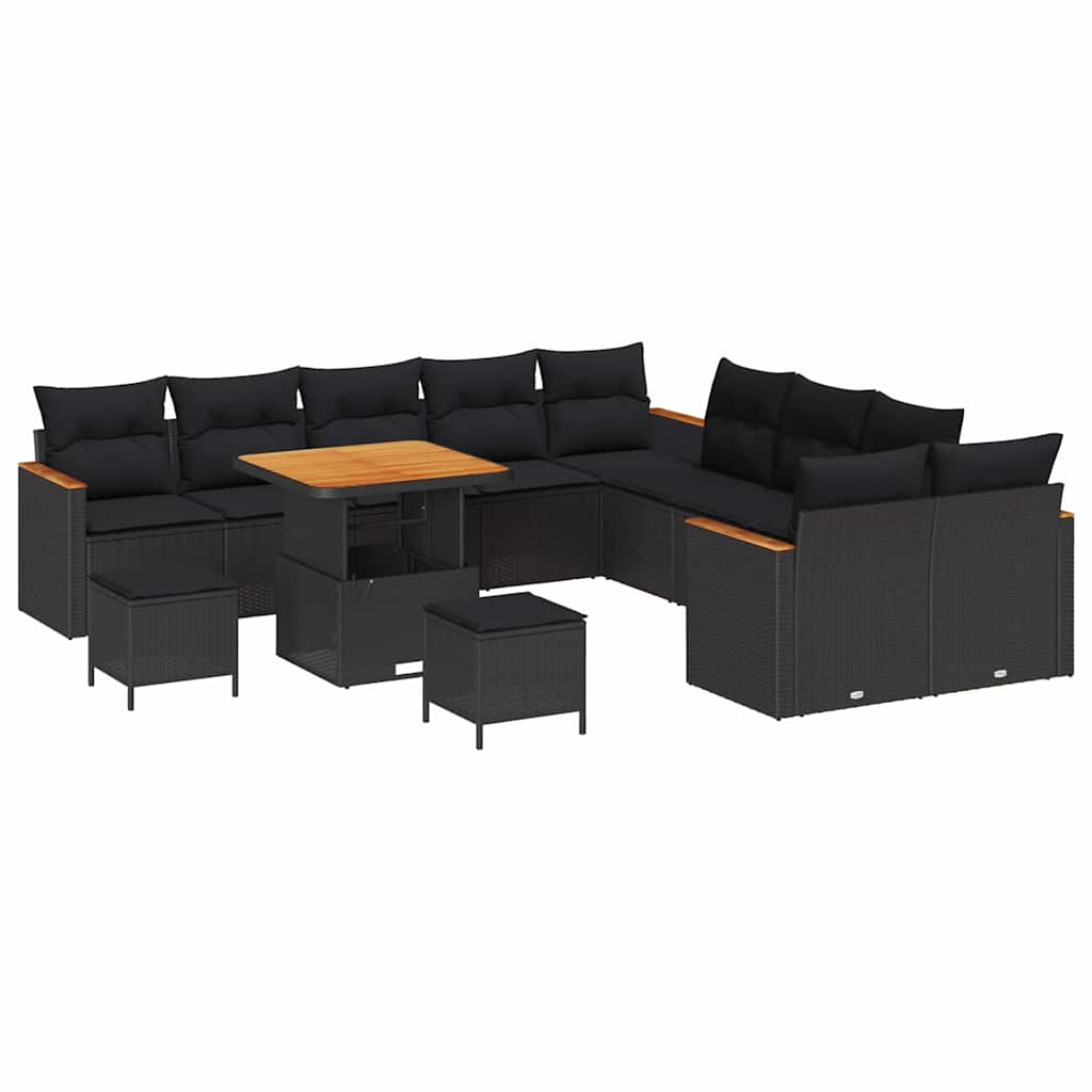 8721288432186_wbg-an-m_en_hd_4 vidaXL Garden Sofa Set with Cushion 13 pcs Black Poly rattan - Image 2
