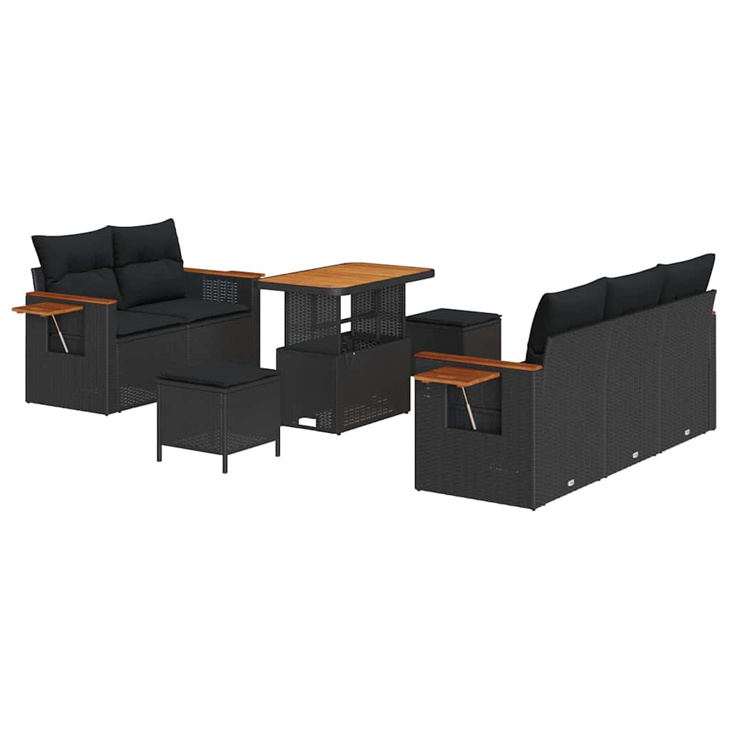 8721288432384_wbg-an-m_en_hd_4 vidaXL Garden Sofa Set with Cushion Manual 8 pcs Black 90 x 55 x 71 cm - Image 2