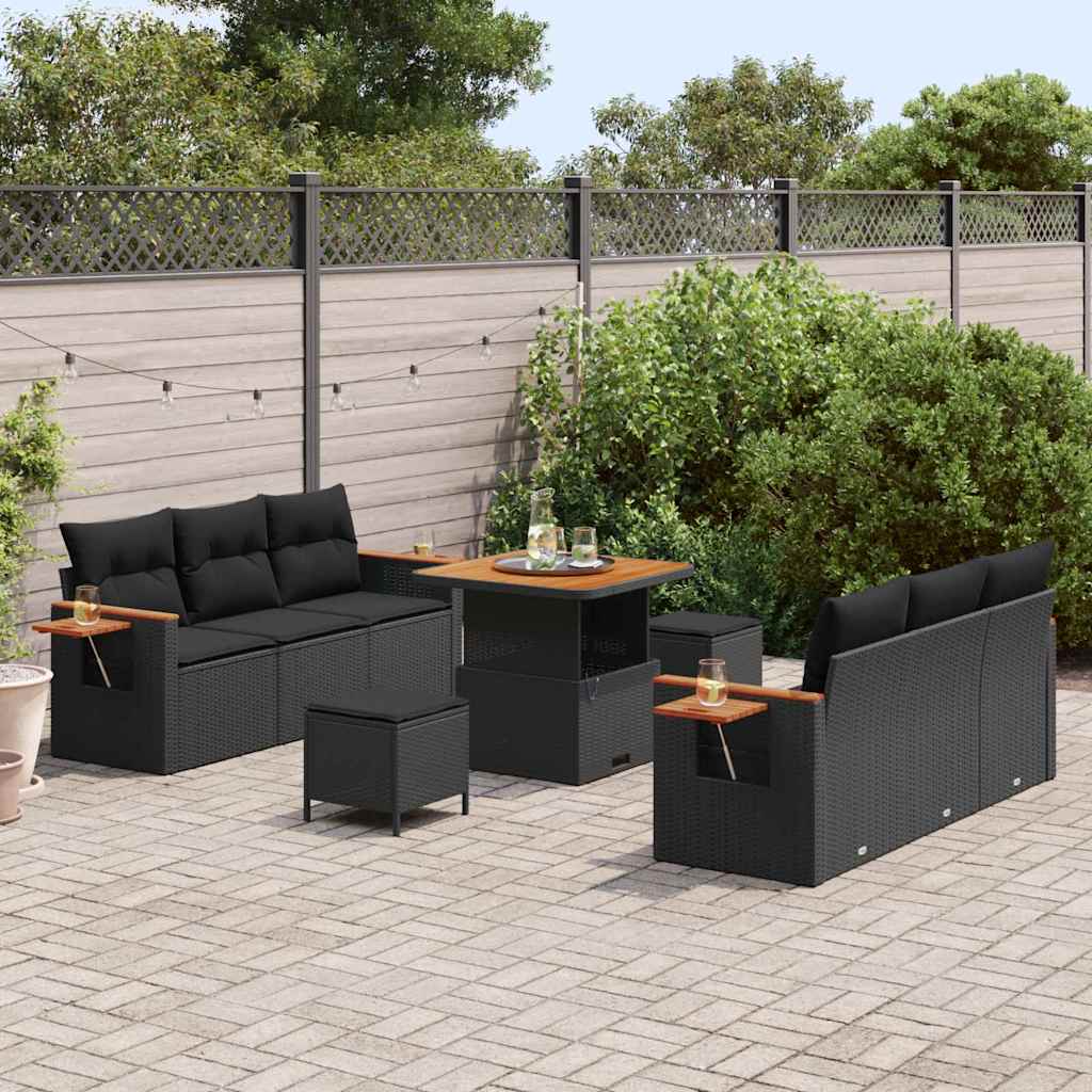 8721288432438_mo-im_en_hd_2 vidaXL Garden Sofa Set with Cushion Manual 9 pcs Black 80 x 80 x 71 cm - Image 3