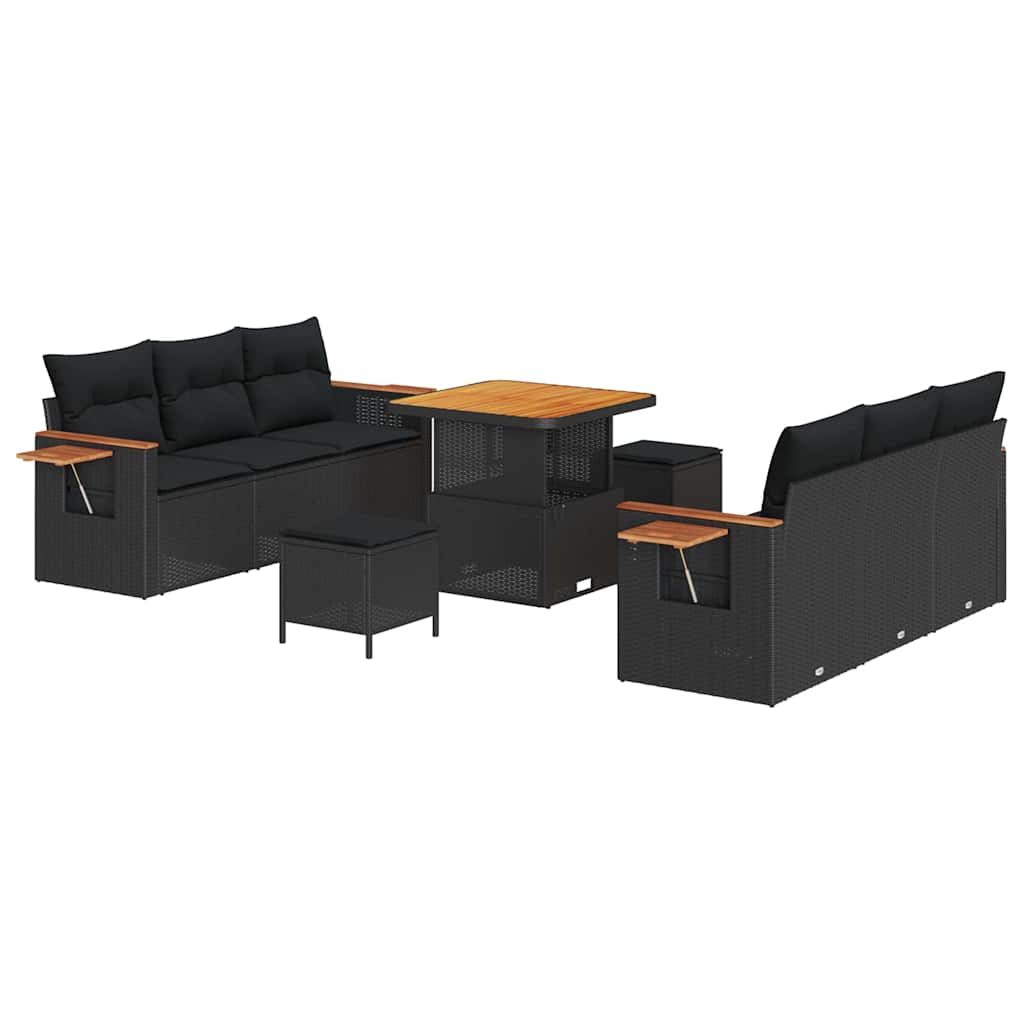 8721288432438_wbg-an-m_en_hd_4 vidaXL Garden Sofa Set with Cushion Manual 9 pcs Black 80 x 80 x 71 cm - Image 2