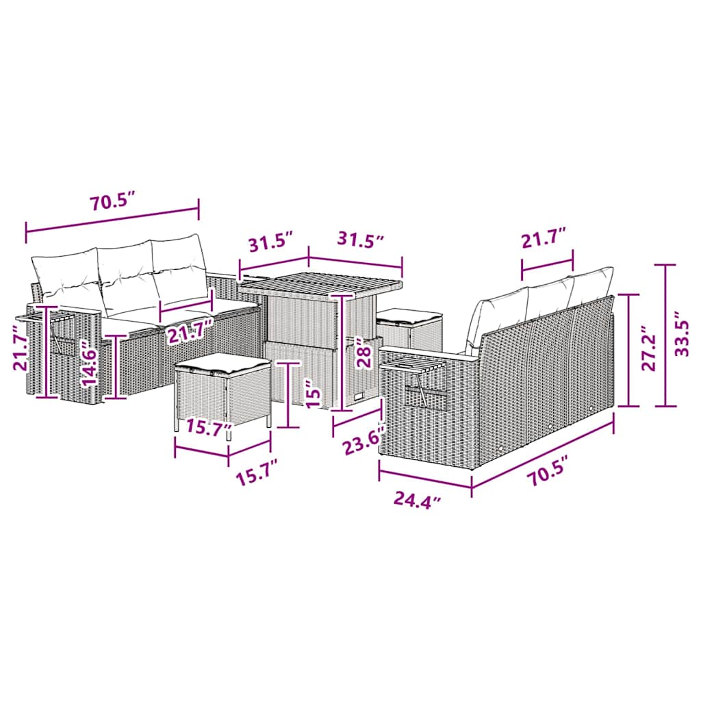 8721288432438_wbg-siz_en_hd_4 vidaXL Garden Sofa Set with Cushion Manual 9 pcs Black 80 x 80 x 71 cm - Image 13