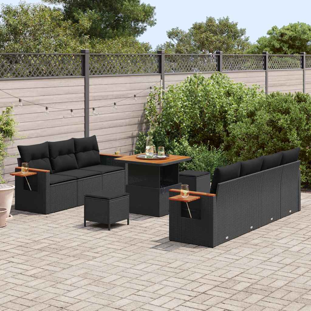 8721288432537_mo-im_en_hd_2 vidaXL Garden Sofa Set with Cushion 10 pcs Black 80 x 80 x 71 cm - Image 3