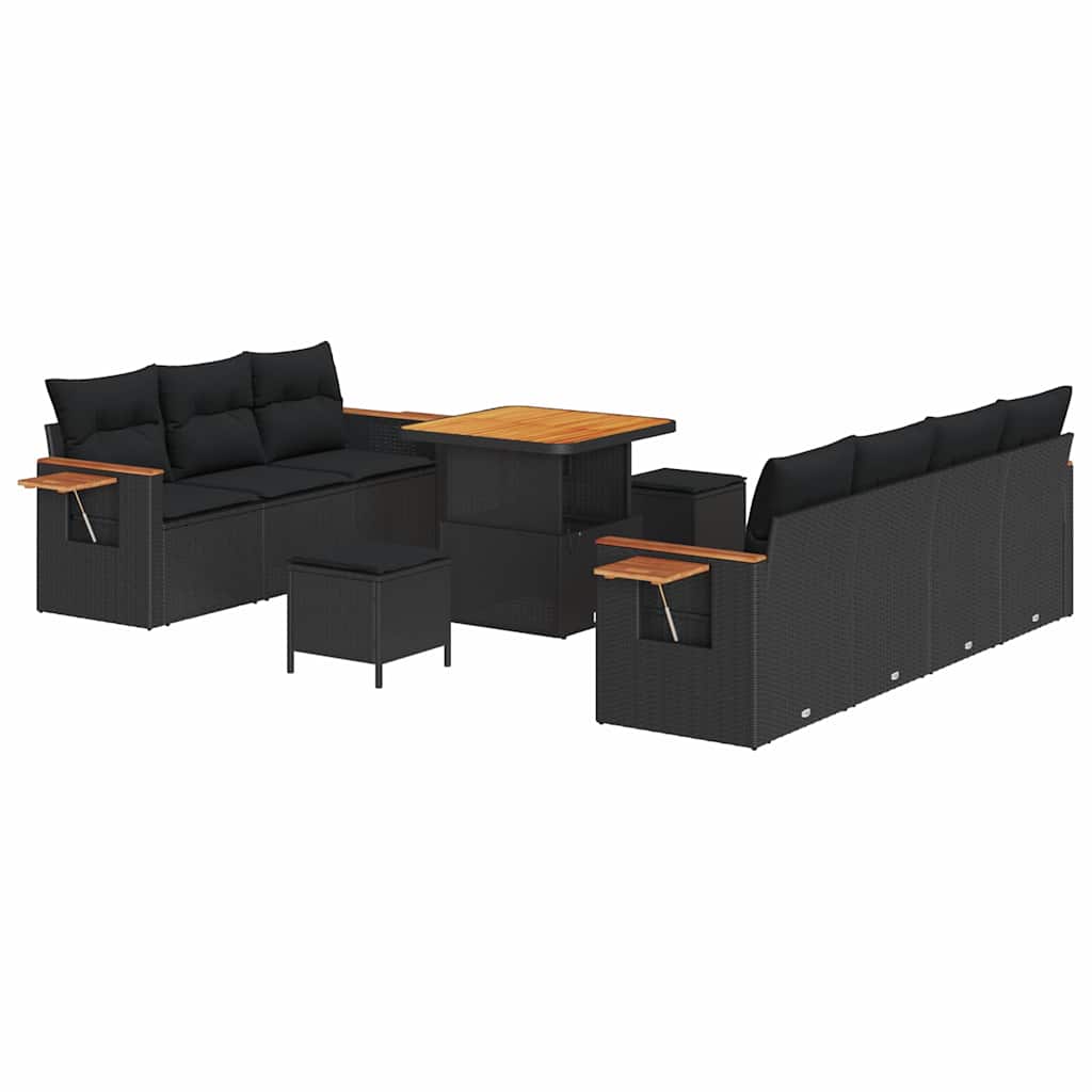 8721288432537_wbg-an-m_en_hd_4 vidaXL Garden Sofa Set with Cushion 10 pcs Black 80 x 80 x 71 cm - Image 2
