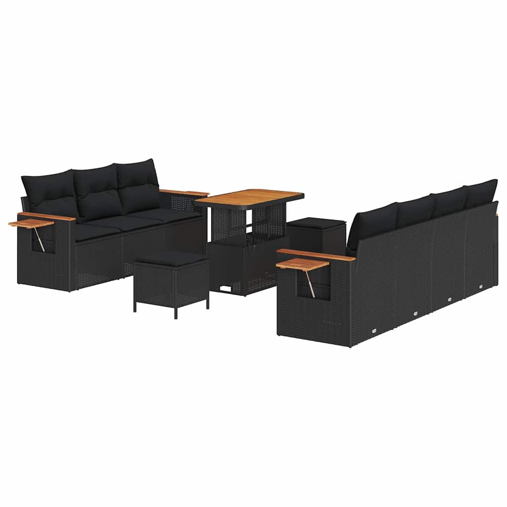 8721288432582_wbg-an-m_en_hd_4 vidaXL Garden Sofa Set with Cushion 10 pcs Black 90 x 55 x 71 cm - Image 2