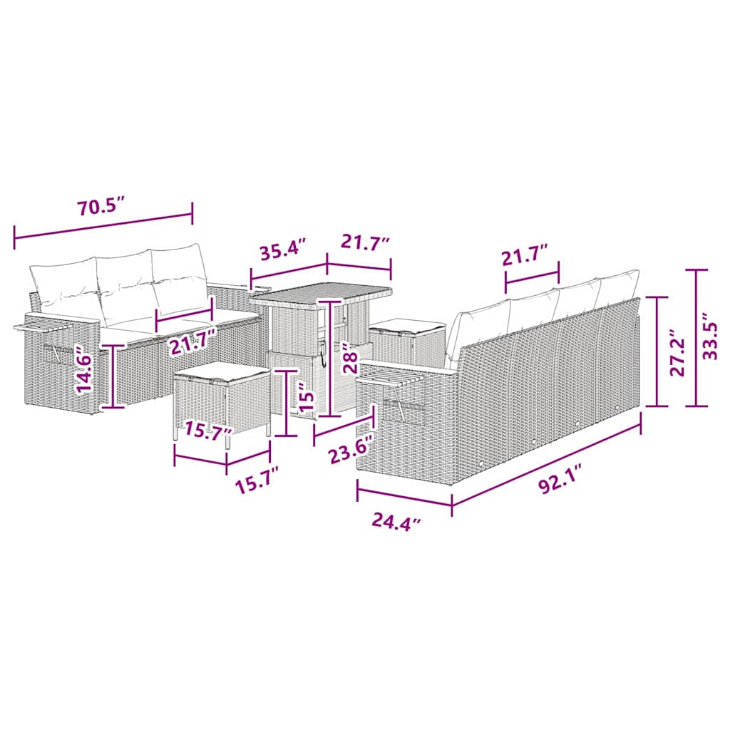 8721288432582_wbg-siz_en_hd_4 vidaXL Garden Sofa Set with Cushion 10 pcs Black 90 x 55 x 71 cm - Image 13