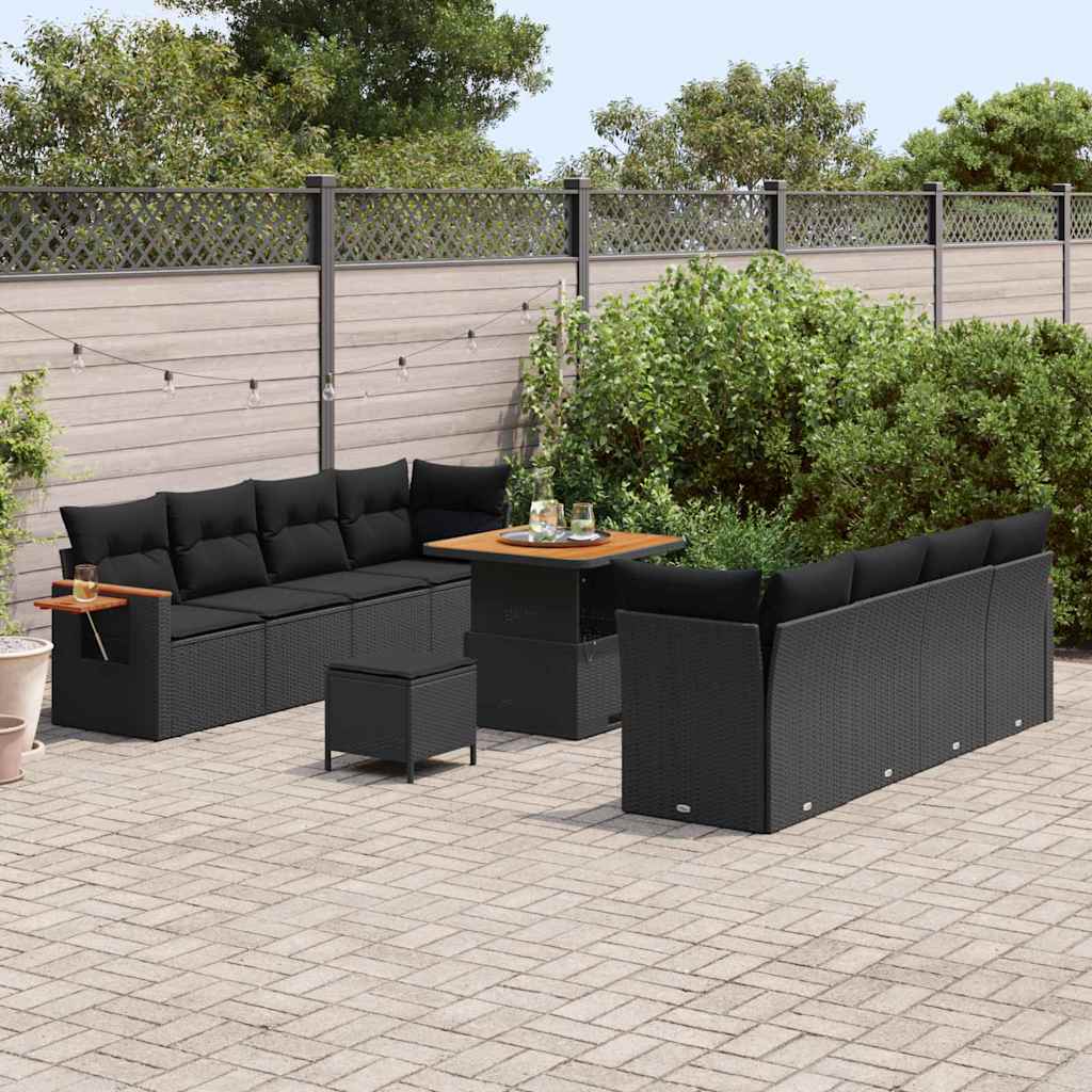 8721288432636_mo-im_en_hd_2 vidaXL Garden Sofa Set with Cushion 11 pcs Black 80 x 80 x 71 cm - Image 3