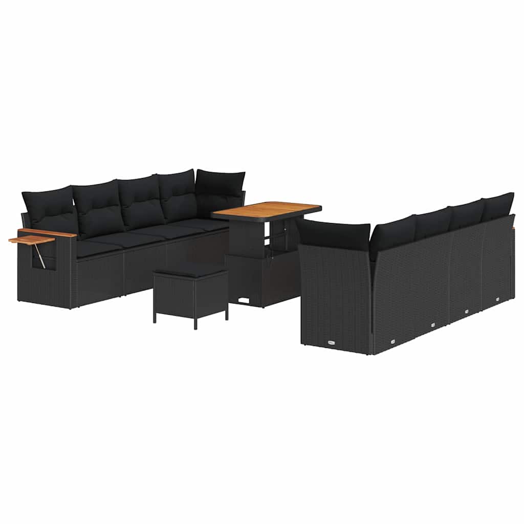 8721288432681_wbg-an-m_en_hd_5 vidaXL Garden Sofa Set with Cushion 11 pcs Black 90 x 55 x 71 cm - Image 2