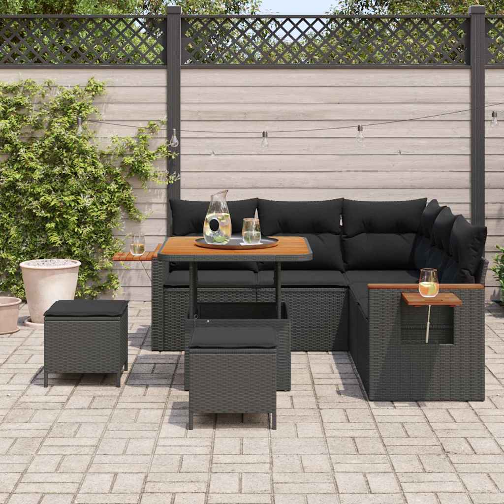 8721288432889_mo-im_en_hd_2 vidaXL Garden Sofa Set with Cushion 8 pcs Black 80 x 80 x 71 cm - Image 3
