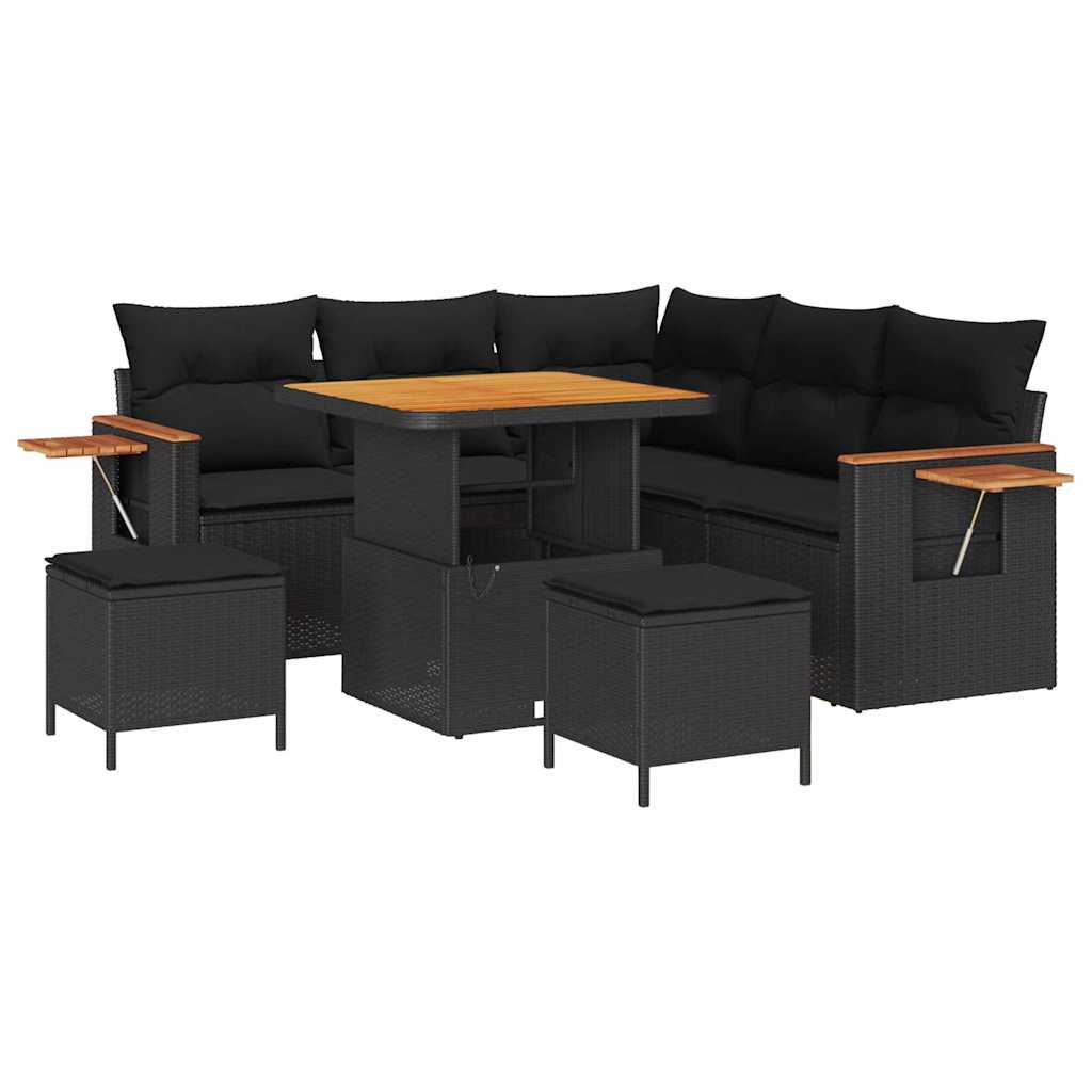 8721288432889_wbg-an-m_en_hd_5 vidaXL Garden Sofa Set with Cushion 8 pcs Black 80 x 80 x 71 cm - Image 2