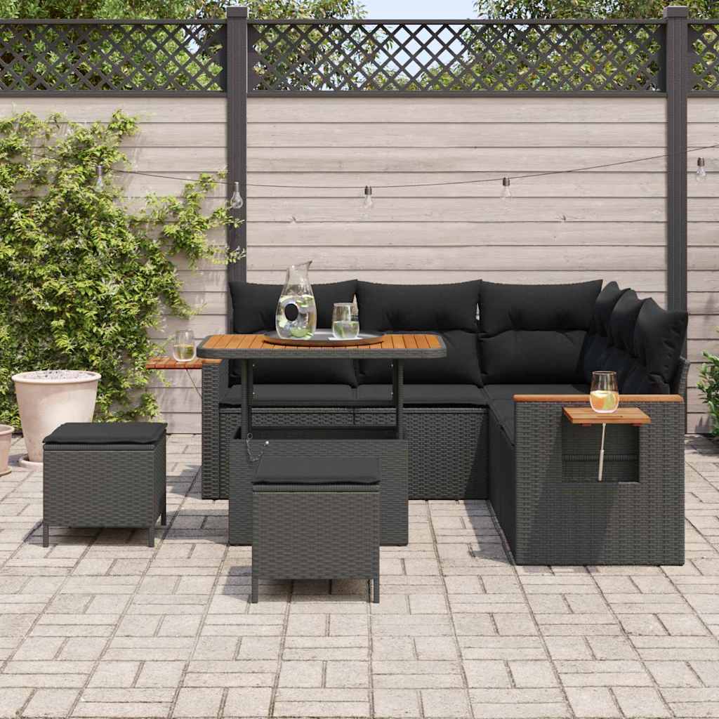 8721288432933_mo-im_en_hd_2 vidaXL Garden Sofa Set with Cushion 8 pcs Black 90 x 55 x 71 cm - Image 3