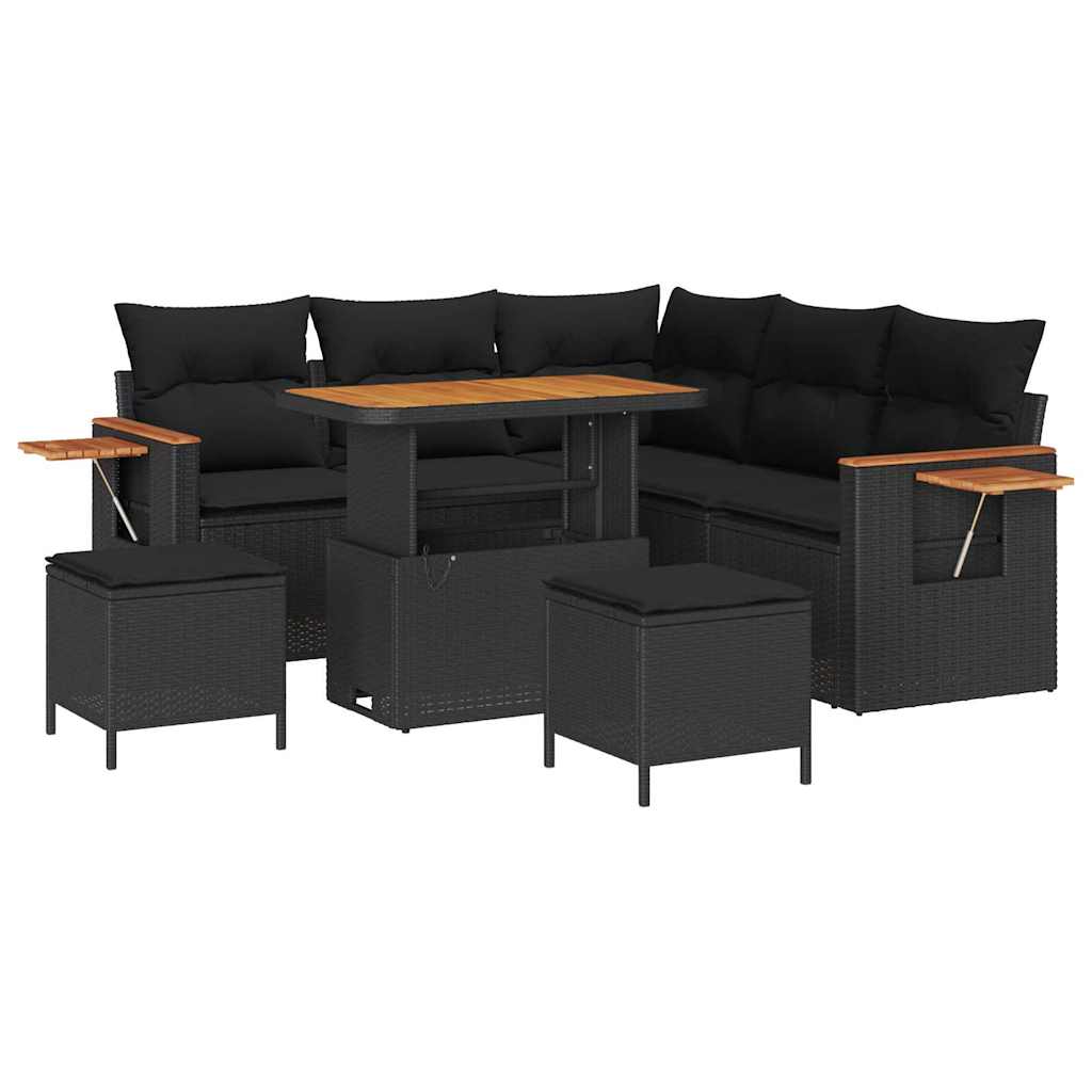 8721288432933_wbg-an-m_en_hd_5 vidaXL Garden Sofa Set with Cushion 8 pcs Black 90 x 55 x 71 cm - Image 2