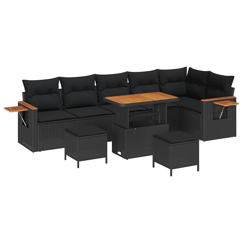 8721288433138_wbg-an-m_en_hd_5 vidaXL Garden Sofa Set with Cushion 9 pcs Black 90 x 55 x 71 cm - Image 2
