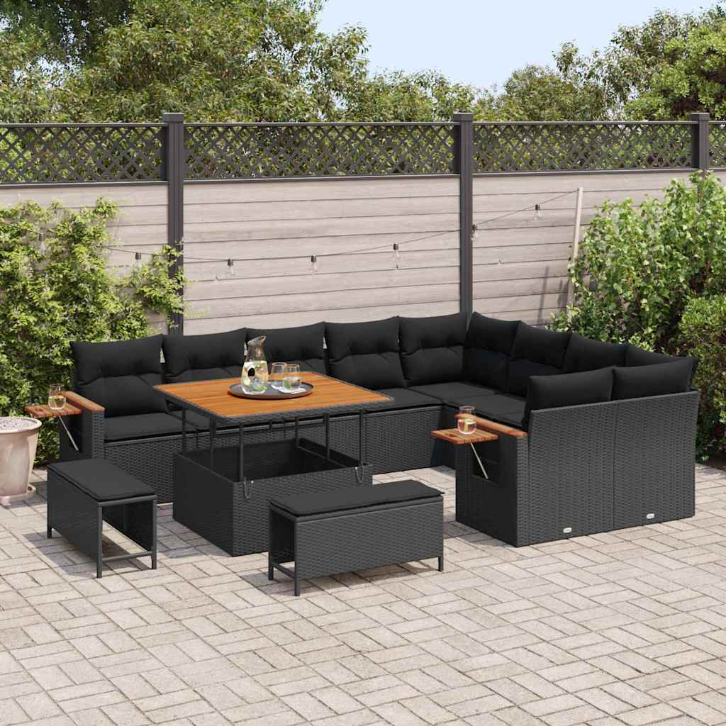 8721288433237_mo-im_en_hd_2 vidaXL Garden Sofa Set with Cushion 12 pcs Black 100 x 100 x 71 cm - Image 3