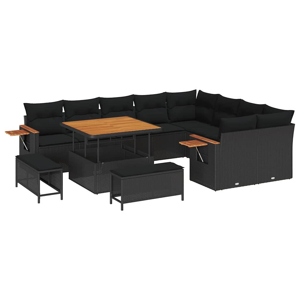 8721288433237_wbg-an-m_en_hd_5 vidaXL Garden Sofa Set with Cushion 12 pcs Black 100 x 100 x 71 cm - Image 2
