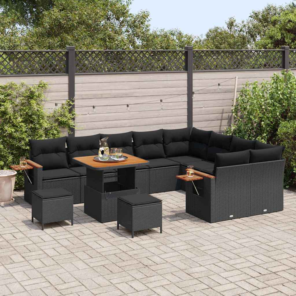 8721288433282_mo-im_en_hd_2 vidaXL Garden Sofa Set with Cushion 12 pcs Black 80 x 80 x 71 cm - Image 3