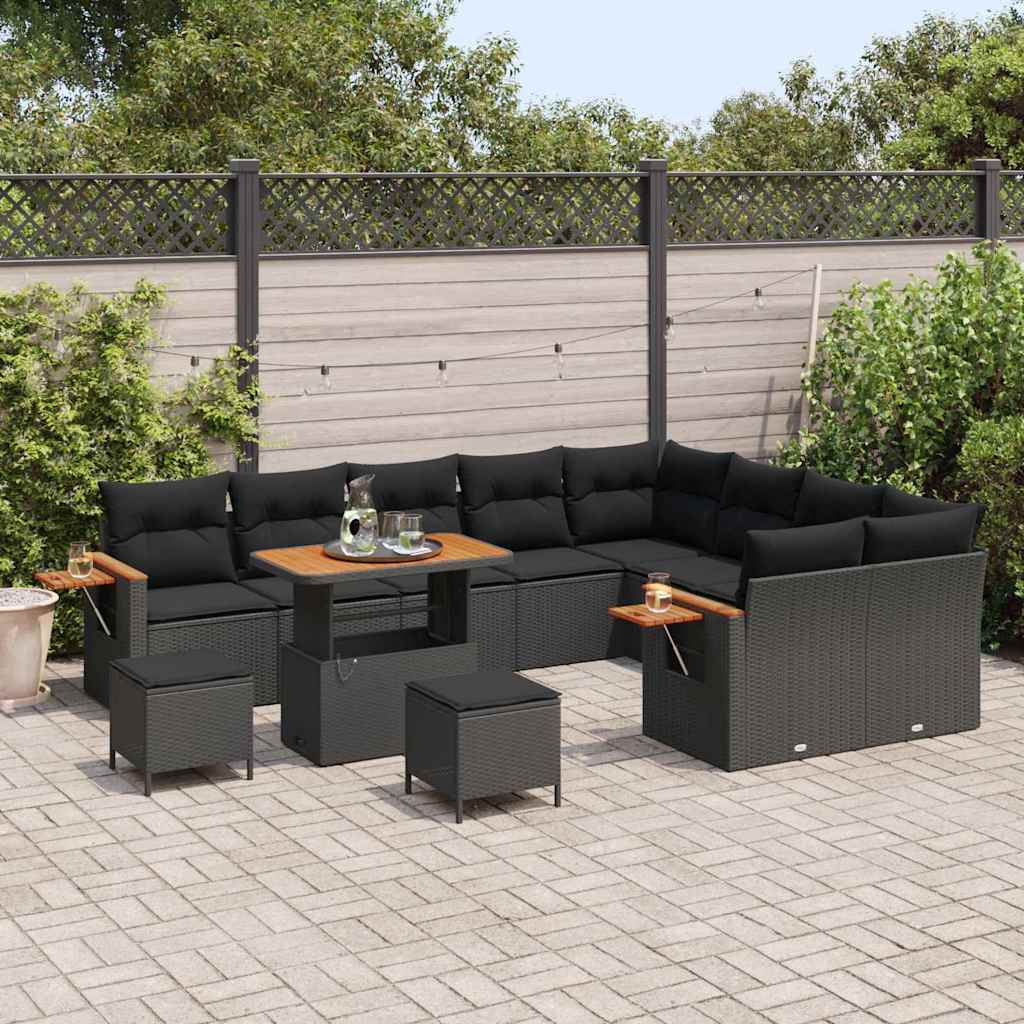 8721288433336_mo-im_en_hd_2 vidaXL Garden Sofa Set with Cushion 12 pcs Black 90 x 55 x 71 cm - Image 3