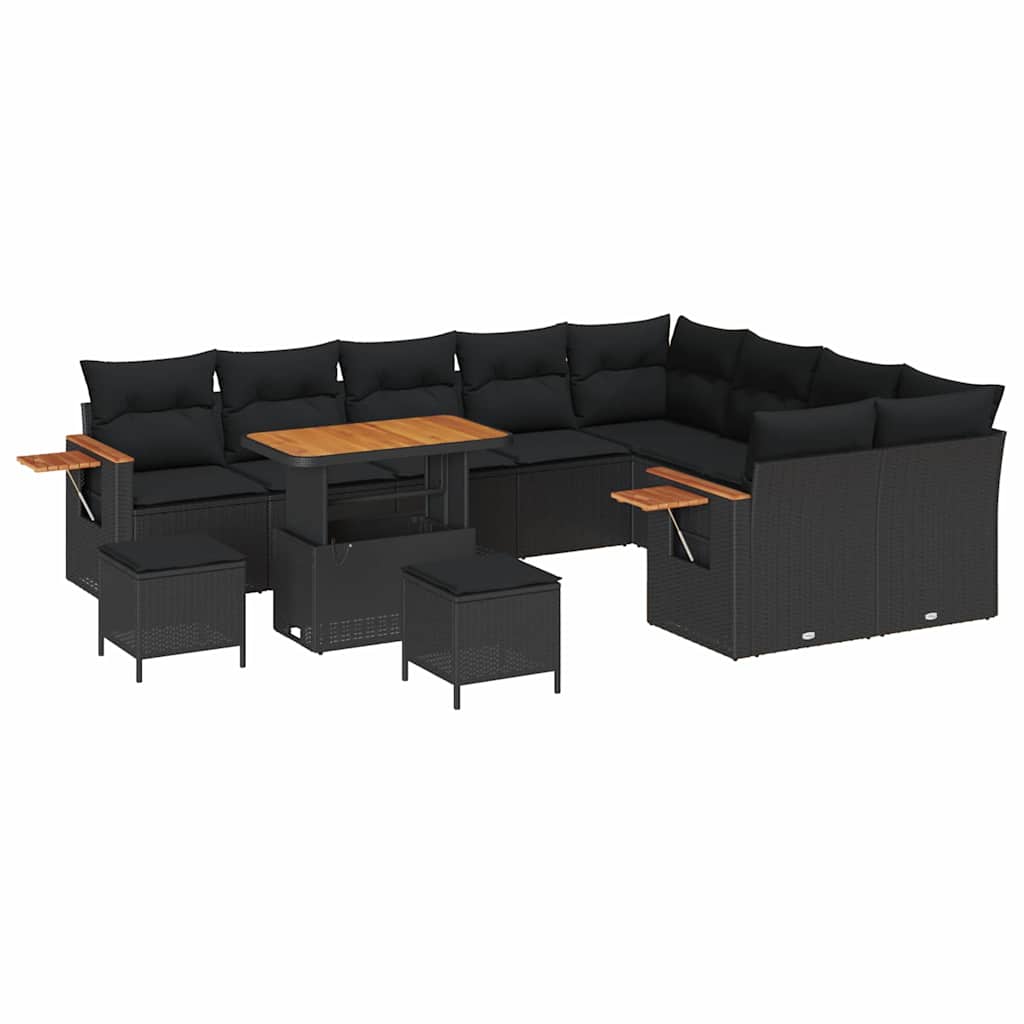 8721288433336_wbg-an-m_en_hd_5 vidaXL Garden Sofa Set with Cushion 12 pcs Black 90 x 55 x 71 cm - Image 2