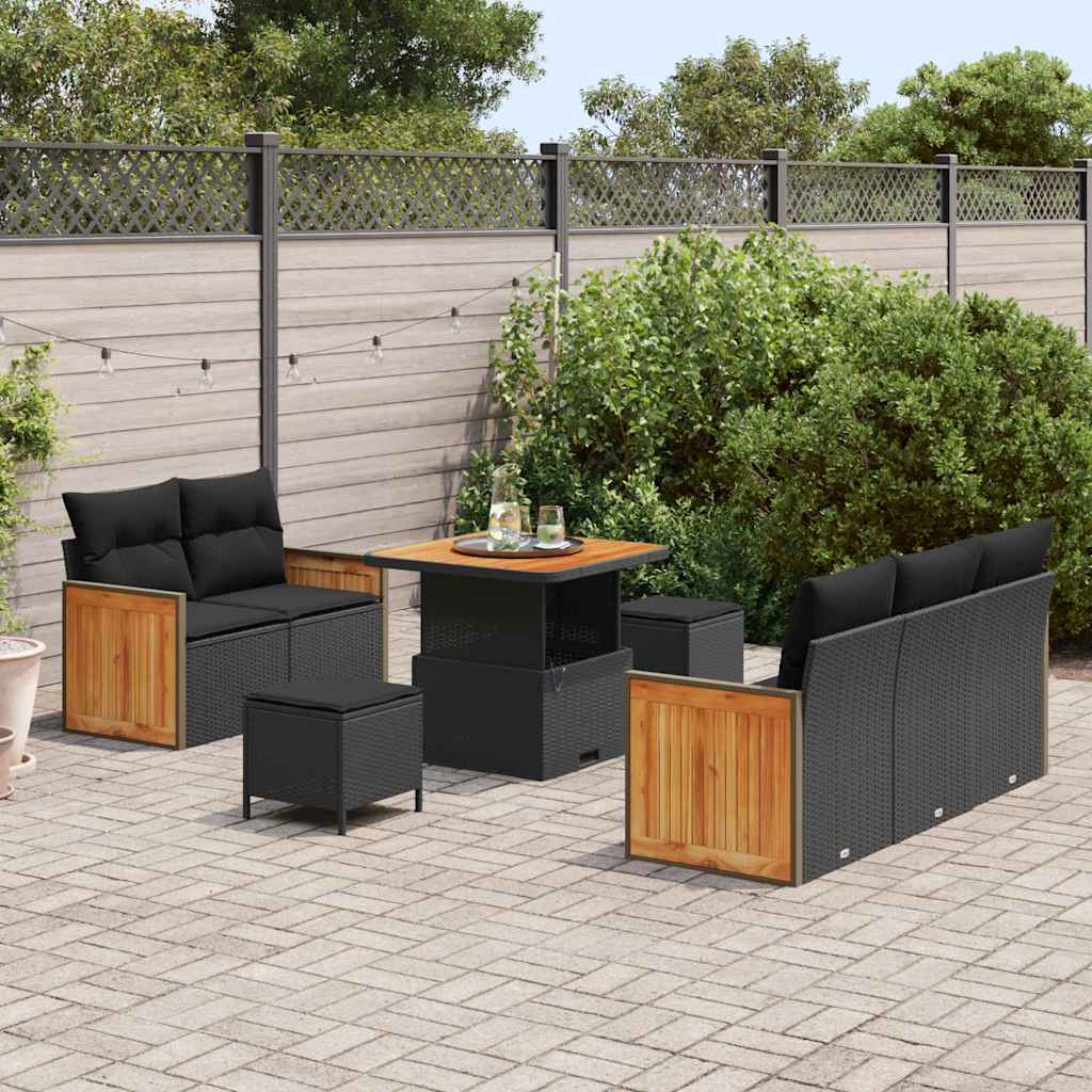 8721288433633_mo-im_en_hd_2 vidaXL Garden Sofa Set with Cushion Manual 8 pcs Black 80 x 80 x 71 cm - Image 3
